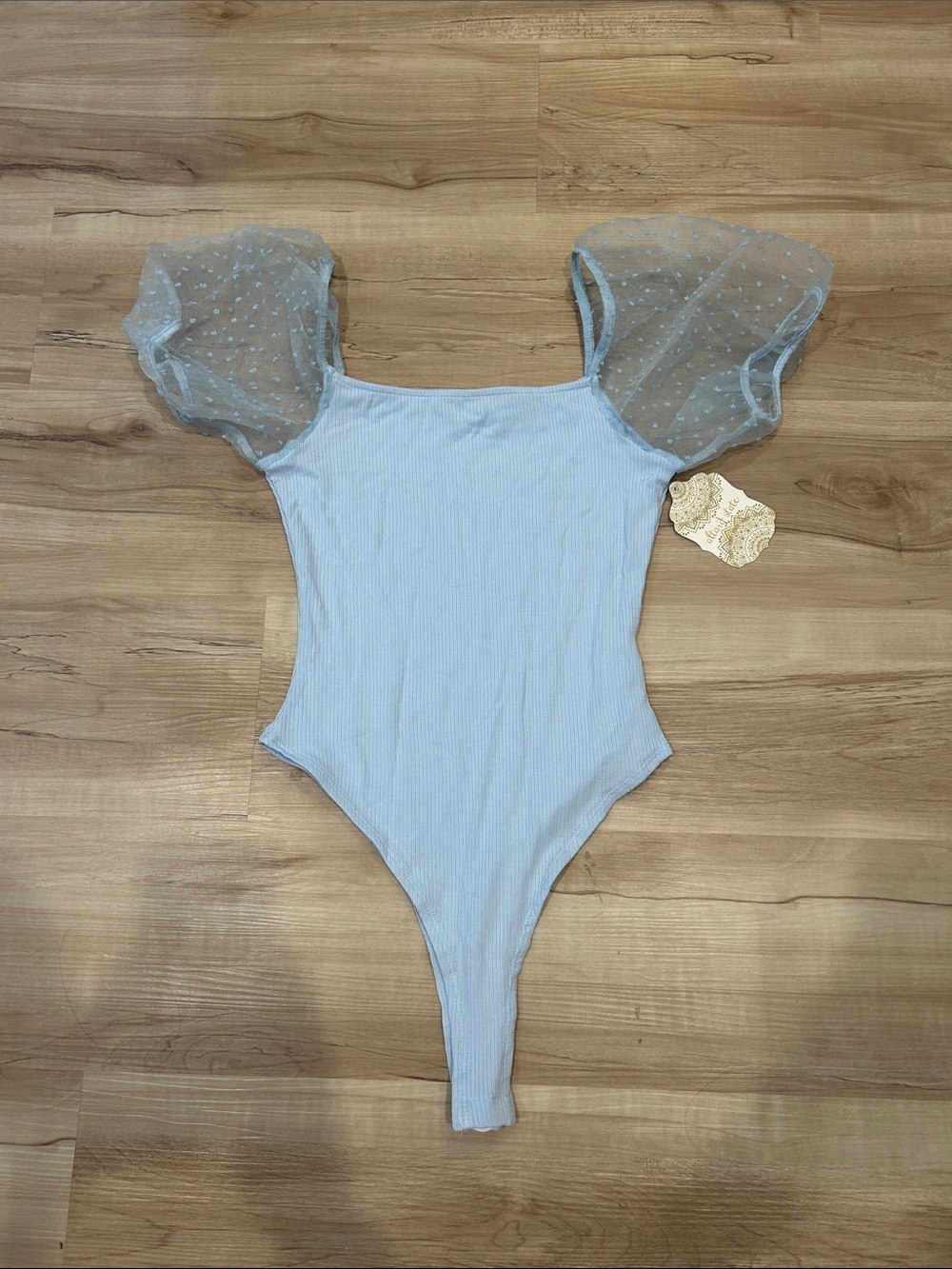 Altar’d State Light Blue Puff Sleeve Bodysuit